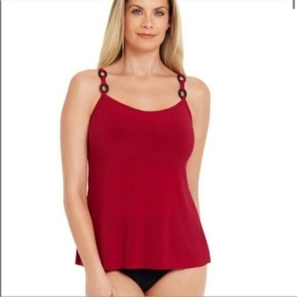 MagicSuit Womens Sz 8 Red Solid Kate Tankini Top - Picture 1 of 8